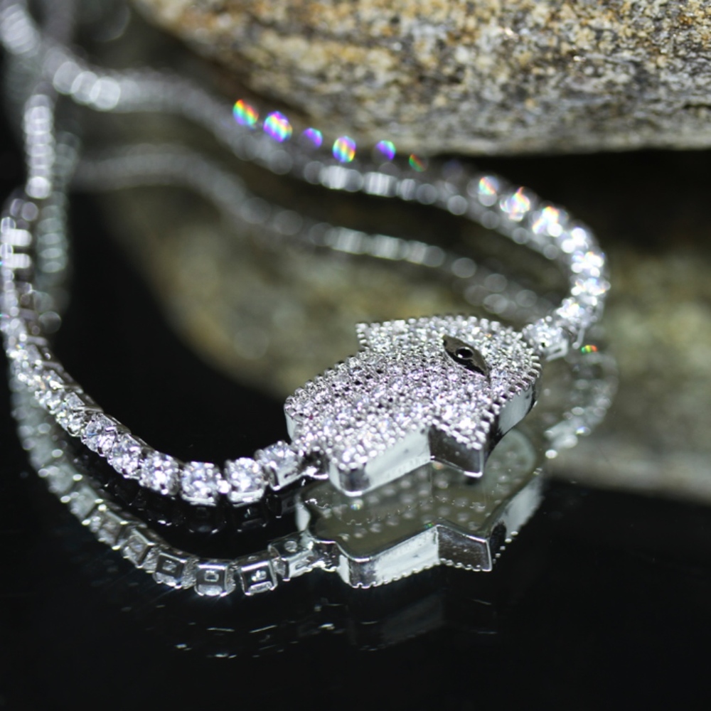 18KT Gold Dipped CZ Pave Hamsa Evil Eye Bracelet - Picture 6 of 8